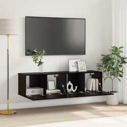 Set TV komoda 2 pcs Crna 60 x 30 x 30 cm Konstruirano drvo