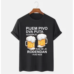 MAFIMI Majica Pijem pivo dva puta godišnje, Crna