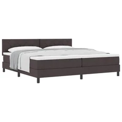 Vidaxl Postelja z vzmetnico z vzglavjem Temno rjava 200 x 200 cm blago