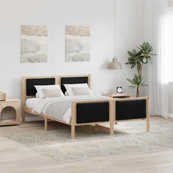 Okvir kreveta Smeđa i crna 135 x 190 cm Masivna borovina