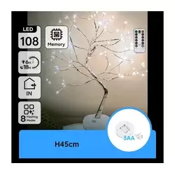 Aigostar - LED božićna dekoracija 108xLED/3xAA/8 funkcija 45cm hladna bela
