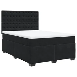 Vidaxl Box spring posteljni z vzmetnico črn 140x190 cm žamet