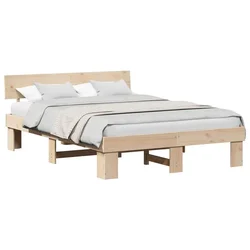 Vidaxl Konstrukcija postelje Naravna 140 x 200 cm Masivno borovo les