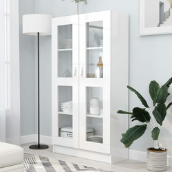 Vitrina bijela visokog sjaja 82,5x30,5x150 cm konstruirano drvo