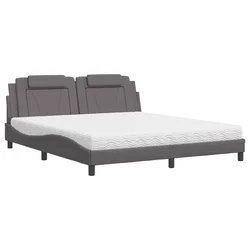 Krevet Viana s madracem sivi 180 x 200 cm od umjetne kože