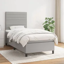 shumee Box spring postelja z vzmetnico svetlo siva 90x190 cm blago