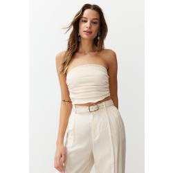 Trendyol Premium Stone Strapless Gathered Stretch Knitted Blouse