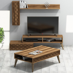 Hanah Home Set nameštaja za dnevnu sobu Planet, 3 komada, Orah