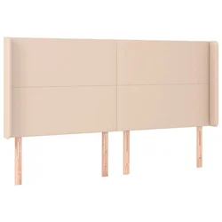 Uzglavlje s ušima boja cappuccina 183x16x118/128cm umjetna koža