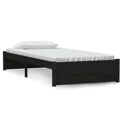 Okvir za krevet crni od masivnog drva 90 x 190 cm mali