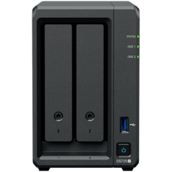 Synology DS725+, Tower, 2-Bays 3.5 SATA HDD/SSD, 2 x M.2 2280 NVMe SSD, CPU AMD Ryzen R1600 dual-core (4-thread), max. boost up to 3.1 GHz, 4 GB DDR