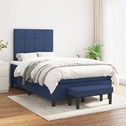 VIDAXL Box spring postelja z vzmetnico moder 120x200 cm blago