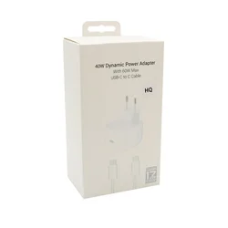 Kućni punjač za iPhone 17/AIR/17 Pro/17 Pro Max, Type-C na Type-C, 40W, HQ, Beli