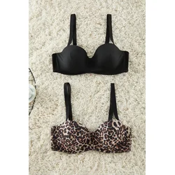 Trendyol Curve Black-Multicolored 2-Pack Thick Detachable Straps Non-Padded Balconette Bra