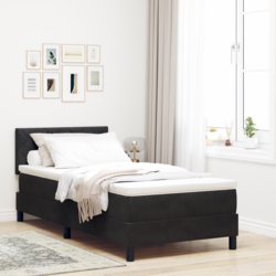 vidaXL Box Spring Postelja z Blazino & LED Črna 90x200 cm Žamet