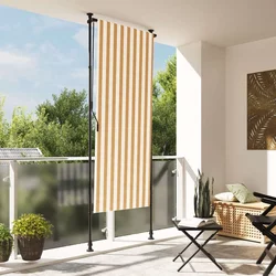 Vidaxl Zunanje rolo senčilo oranžno in belo 120x270 cm tkanina jeklo