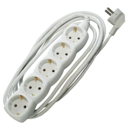 Produžni kabl + 5 utičnica 3x1,5mm2 - 1,5m beli