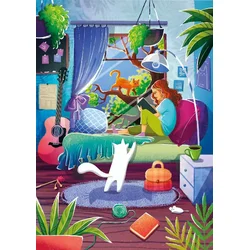 Magnolia - Puzzle Dekle in mačke - 1 000 kosov