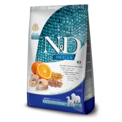 N&D Ocean Suva hrana za odrasle pse, Bakalar, spelta, ovas i pomorandža, Medium&maxi breed, 12kg