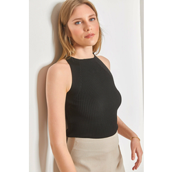 Bianco Lucci Womens Ribbed Zero Sleeve Blouse