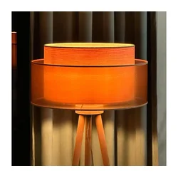 Duolla - Podna lampa WOOD BOHO 1xE27/15W/230V prečnik 45 cm bakarna/braon/bež