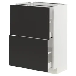 METOD / MAXIMERA Podni element,2 fioke, bela/Nickebo boja antracita, mat, 60x37 cm