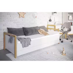 Drveni dečiji krevet Victor sa fiokom - beli - drvo - 180 x 80 cm