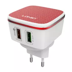 Kucni punjac LDNIO A2405Q dual USB 2.4A FAST CHARGING QC 3.0 + iPhone Lightning kabel beli