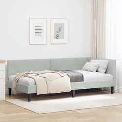 Kutni okvir kreveta Svijetlo siva 100 cm x 200 cm Baršun