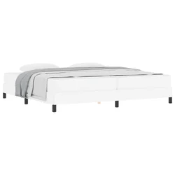 Vidaxl Konstrukcija postelje z vzmetnico Bela 200 x 200 cm blago