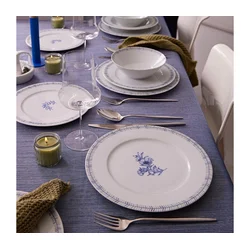Jedilni komplet 24 kosov bela/modra/porcelan