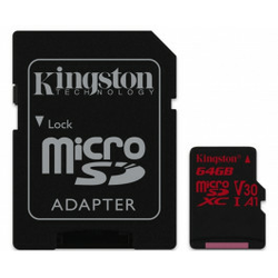 KINGSTON memorijska kartica UHS-I U3 MicroSDXC 64GB V30+ Adapter SDCR/64GB React KAR00473