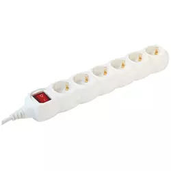 home Produžni kabel, 6 utičnice, prekidač, 1.5mm2,1.5 met, beli - NV 6K/WH/1,5