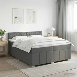 Boxspring krevet s madracem Tamnosiva 200 x 200 cm Tkanina 200 x 200 x 88 cm