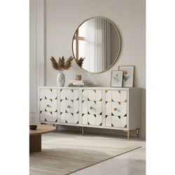 Hanah Home komoda Moka 150, 150 cm, bela / zlatna