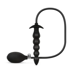 Anal Collection Inflatable Plug with Pump 20cm Black - Adjustable Beads System ???ET1050BLK