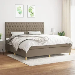 Vidaxl Box spring postelja z vzmetnico taupe 200x200 cm blago