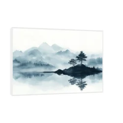 Canvas Slika na platnu Plavi pejzaž, Sa ramom, 150 x 100 cm, Beli