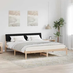 Okvir kreveta Smeđa i crna 180 x 200 cm Masivna borovina