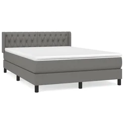 Vidaxl Box spring posteljni z vzmetnico temno siv 140x190 cm blago