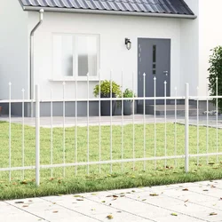 Vrtna Ograda 8 pcs Bijelo 170 x 140 cm Čelik s prahom premazan