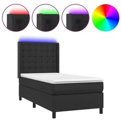 Krevet box spring s madracem LED crni 80x200 cm od umjetne kože