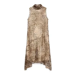 VERO MODA Obleka VMSMILLA ecru/svetlo bež/temno rjava