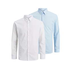 JACK & JONES Poslovna košulja, bijela / svijetloplava