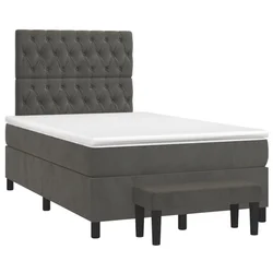 Vidaxl Box spring postelja z vzmetnico temno siv 120x190 cm žamet