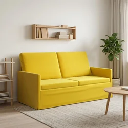 Vidaxl Dvosedenjski kavč Rumena 150 x 81 x 82 cm Žamet