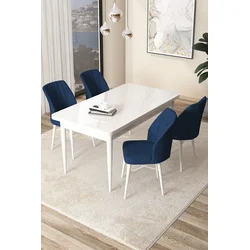 Hanah Home Set Trpezarijski sto i 4 stolice Arp, Tamnoplavi