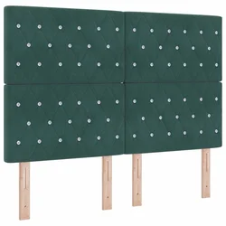 Vidaxl LED vzglavje z LED lučmi Argyle Temno zelena 80 cm Žamet