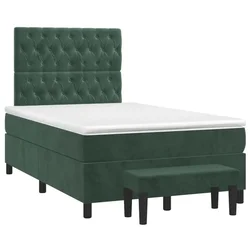 Vidaxl Box spring postelja z vzmetnico temno zelen 120x190 cm žamet