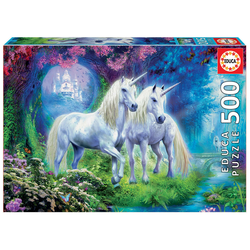 Puzzle Unicorns in the forest Educa 500 delov in Fix lepilo od 11 leta